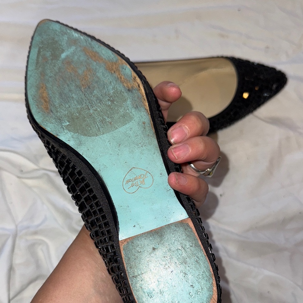 Betsey Johnson Black Rhinestone Women's Flats - Picture 4 of 10